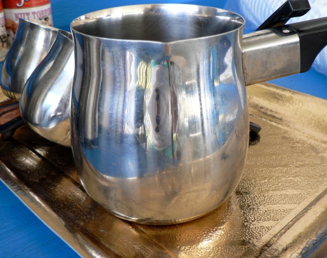 The pot used to make Greek coffee is called a "briki".